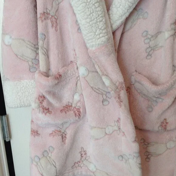 La Vie en Rose Women's Size M Hooded Bathrobe Housecoat Plush Bath Robe - Picture 2 of 10